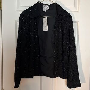 NWT Black Beaded Embellished Jacket Petite Medium